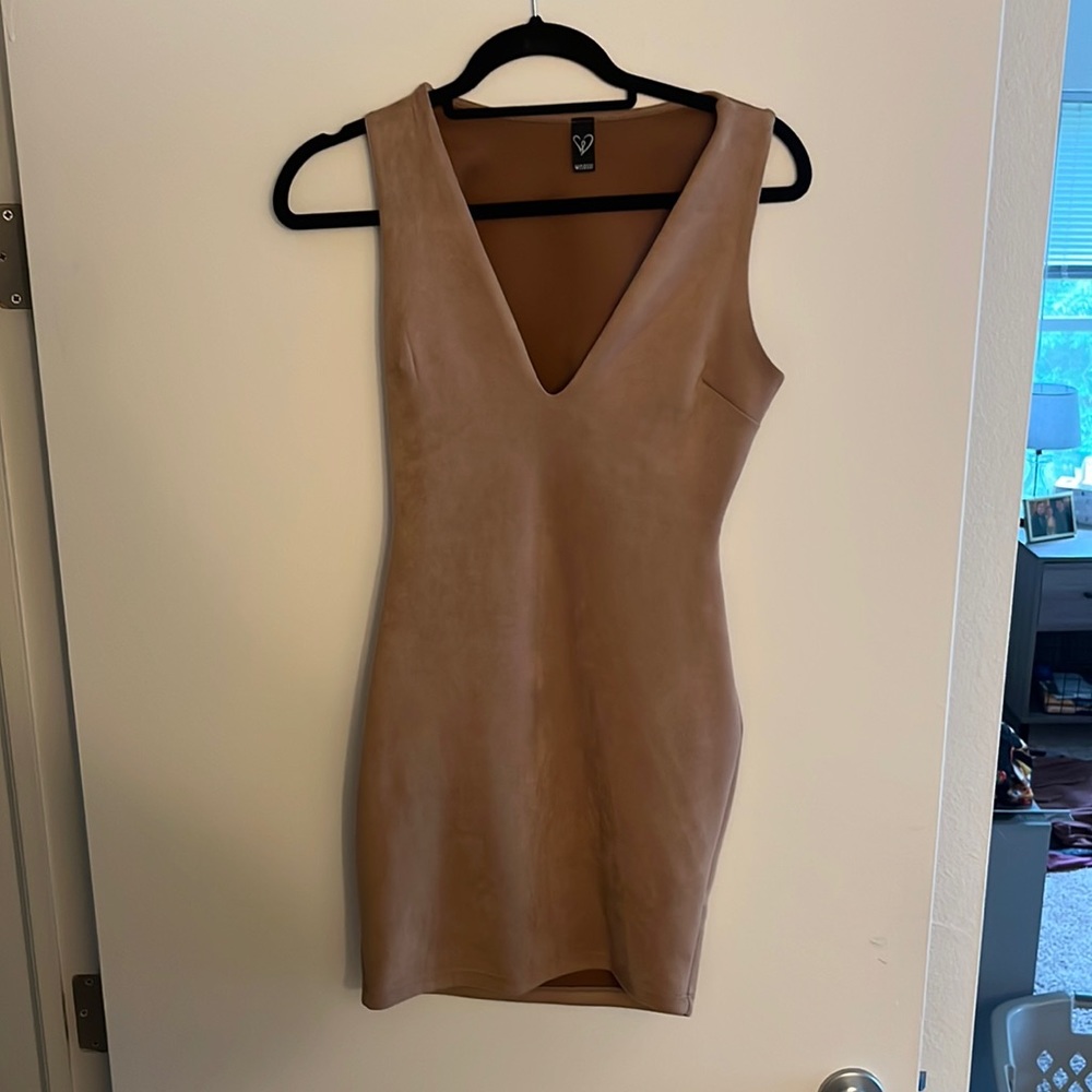 Suede bodycon dress